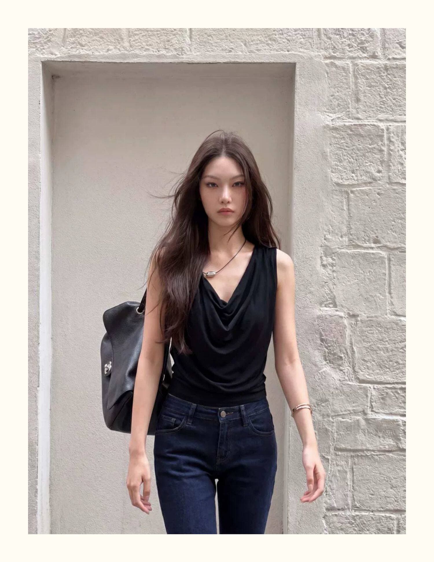 문자열 어깨끈 흔들다 칼라 캐미솔 여름 달콤한 매운맛 바람이 아닙니다. 규칙 디자인 센스 금속 장식 품격 맨위 상세 이미지 2