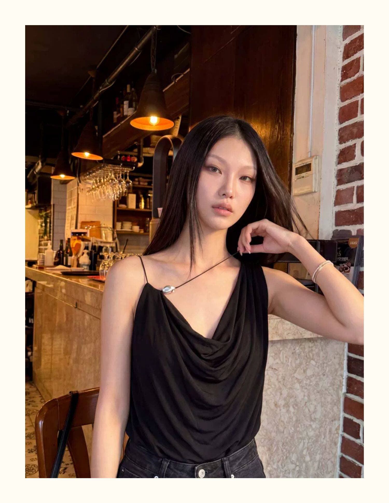문자열 어깨끈 흔들다 칼라 캐미솔 여름 달콤한 매운맛 바람이 아닙니다. 규칙 디자인 센스 금속 장식 품격 맨위 상세 이미지 7