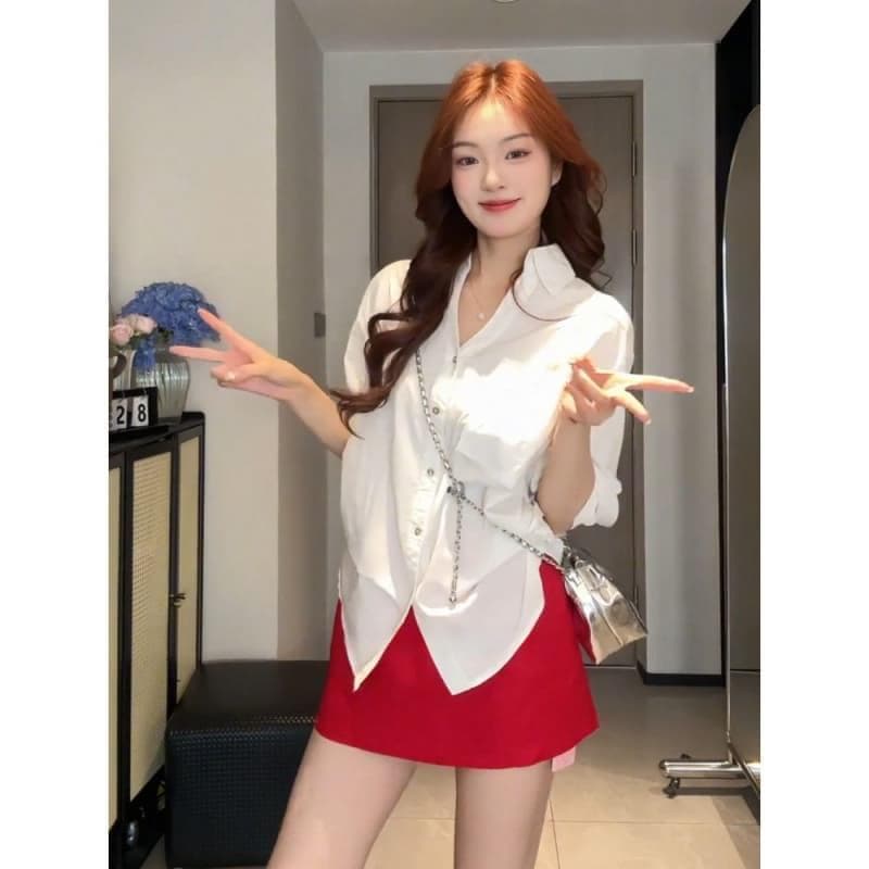화이트 스트라이프 긴팔 여성 셔츠 디자인 센스 외부 가져 가라. 자외선 차단 셔츠 루즈핏 얇은 스타일 품격 맨위 상세 이미지 4