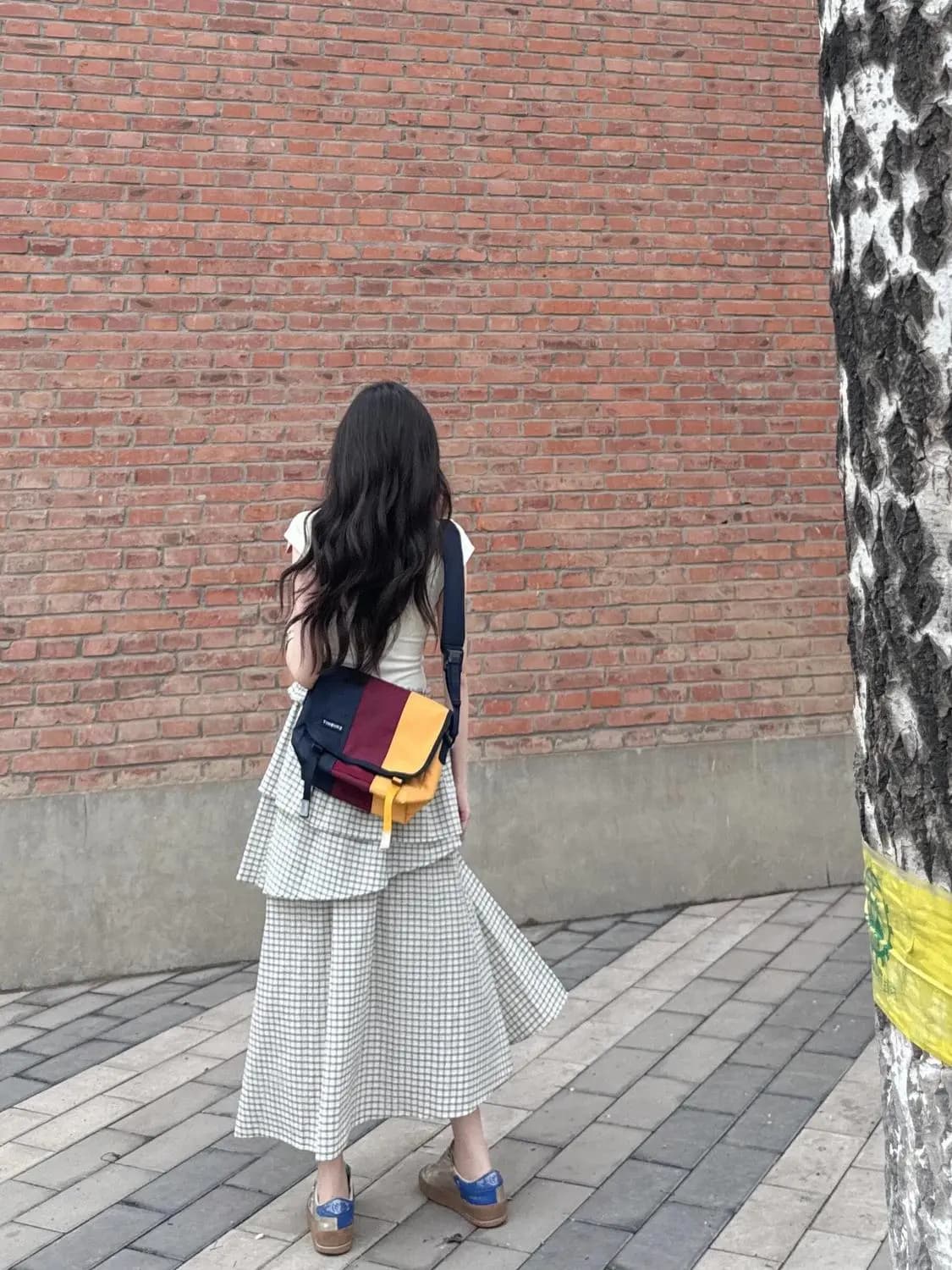 한 부서 ins 패션 패치워크 체크무늬 여성 드레스 여름 2026 디자인 센스 다중 레이어 치마 트임 케이크 드레스 상세 이미지 4