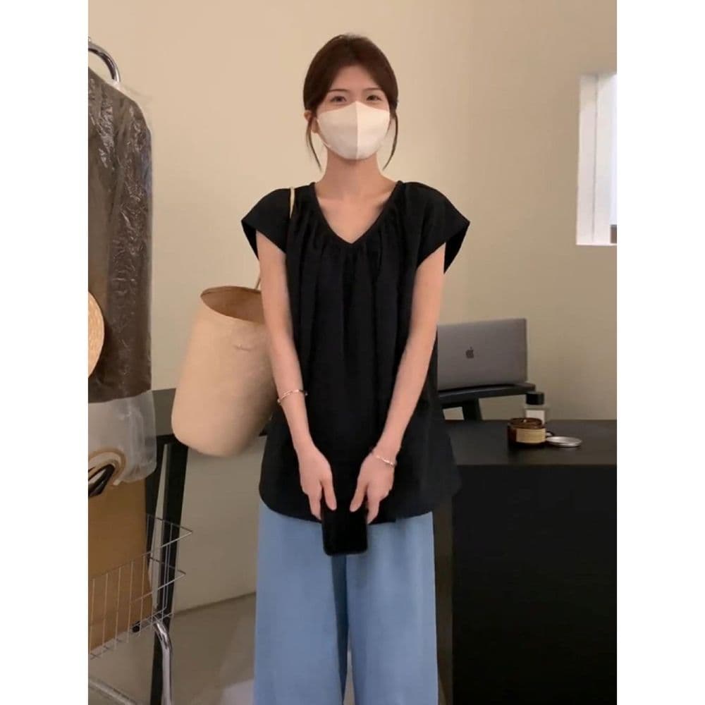 프랑스식 고유 한 어깨 인형 여성 셔츠 표지 배 연령 감소 여름 2026 새로운 세련된 민소매 조끼 맨위 상세 이미지 5