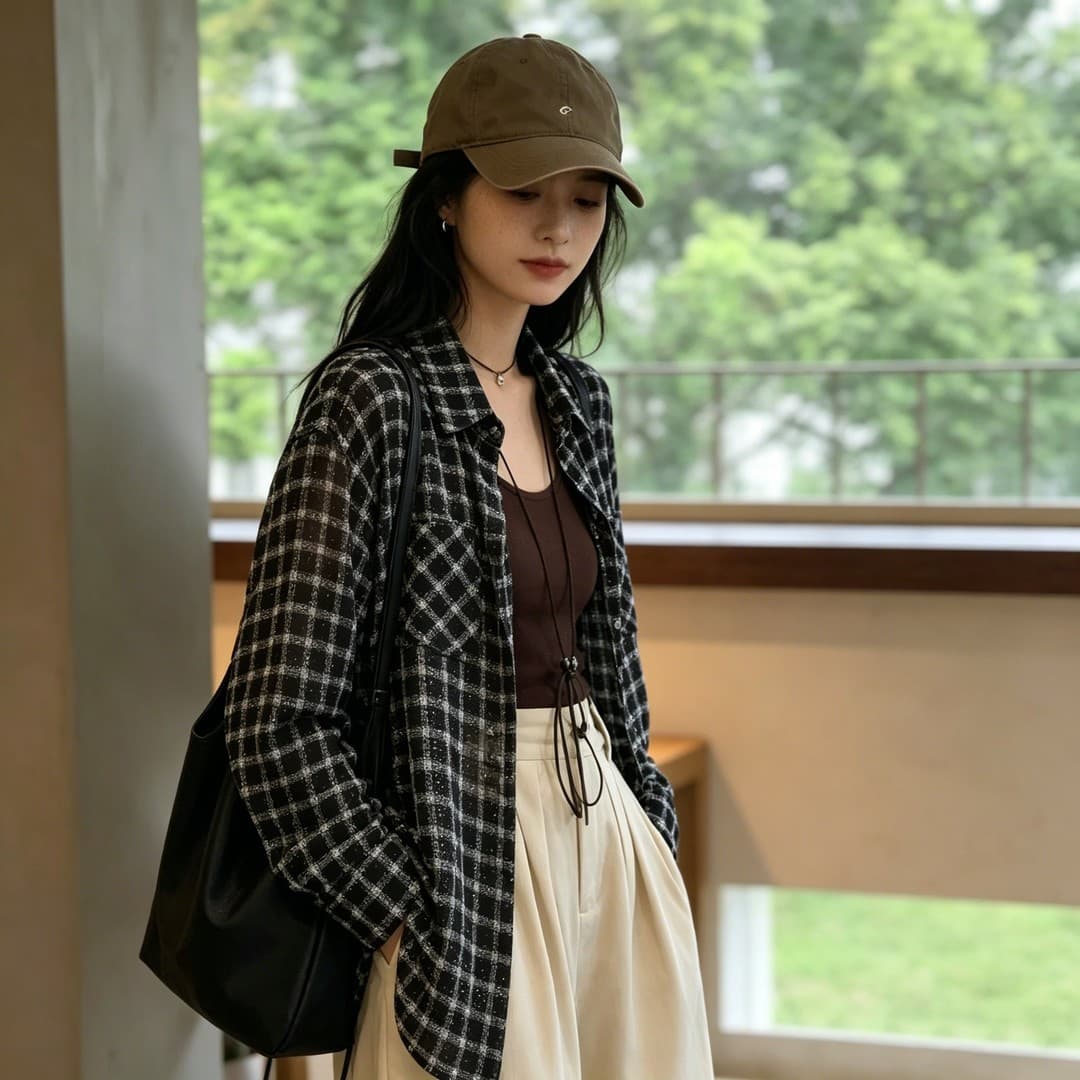 긴팔 쉬폰 자외선 차단 의류 여성 여름 새로운 빅 사이즈 루즈핏 통기성 얇은 스타일 격자 무늬 셔츠 다용도 재킷 이미지 2
