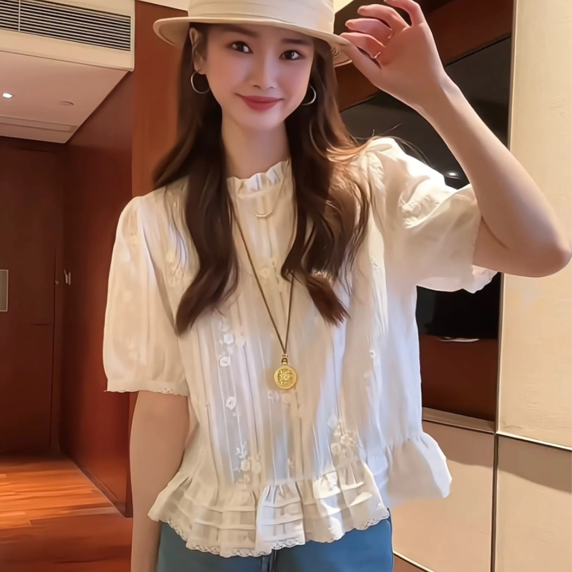 레이스 자카드 자수 셔츠 2026 새로운 디자인 센스 연령 감소 작은 셔츠 반팔 얇고 가벼운 슬림해 보이는 작은 키 맨위 이미지 5
