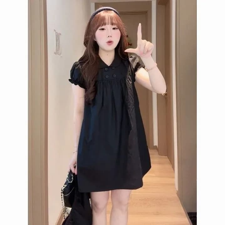 일본식 레트로 체크무늬 폴로 칼라 반팔 여성 드레스 여름 새로운 학원 스타일 루즈핏 외국 가스 슈퍼 잘 생긴 미니 스커트 이미지 2