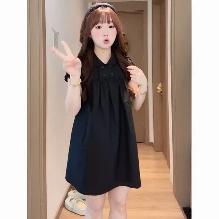 일본식 레트로 체크무늬 폴로 칼라 반팔 여성 드레스 여름 새로운 학원 스타일 루즈핏 외국 가스 슈퍼 잘 생긴 미니 스커트 이미지 3