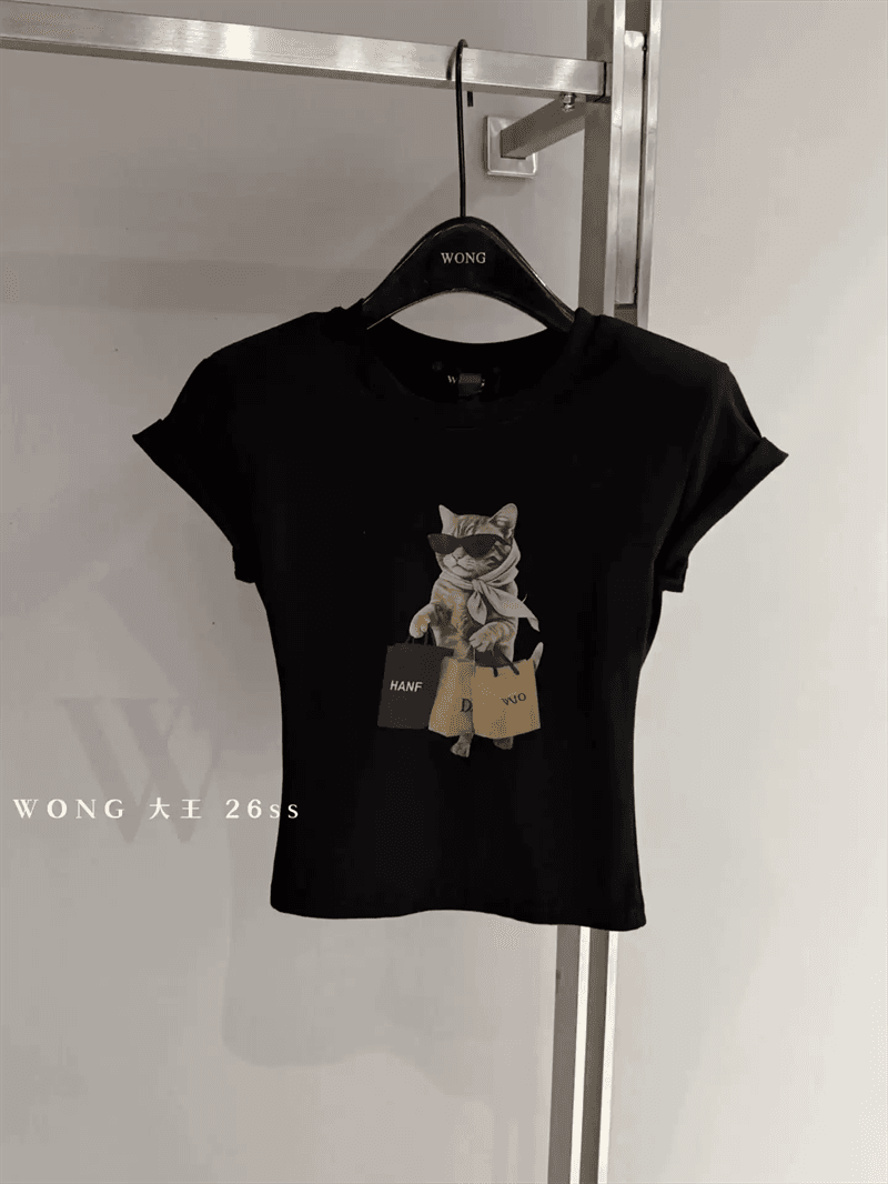 경관 그림 새로운 40 순면 220 그램 92 면 8 암모니아 Lun 긍정적 인 어깨 반팔 티셔츠 여성 프린트 이미지 2