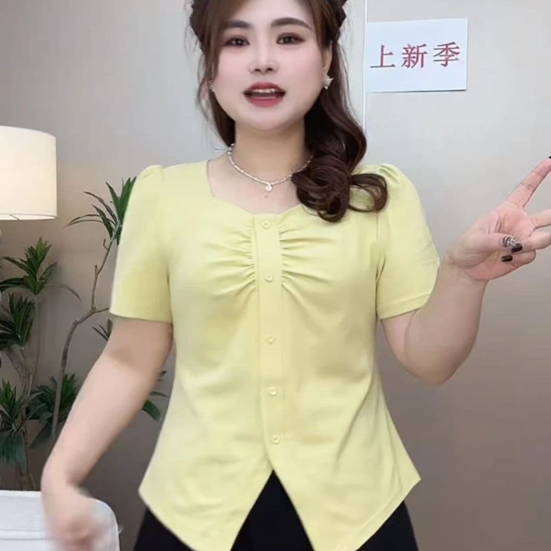 40 92 면 품격 패션 지방 mm 반팔 티셔츠 외국 가스 연령 감소 여름 새로운 허리 수축 슬림해 보이는 다용도 맨위 상세 이미지 16
