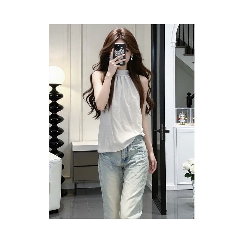 한 부서 익스트림 제인 바람 화이트 행침 목 민소매 조끼 여성 여름 새로운 캐주얼 품격 루즈핏 슬림해 보이는 다용도 맨위 이미지 3