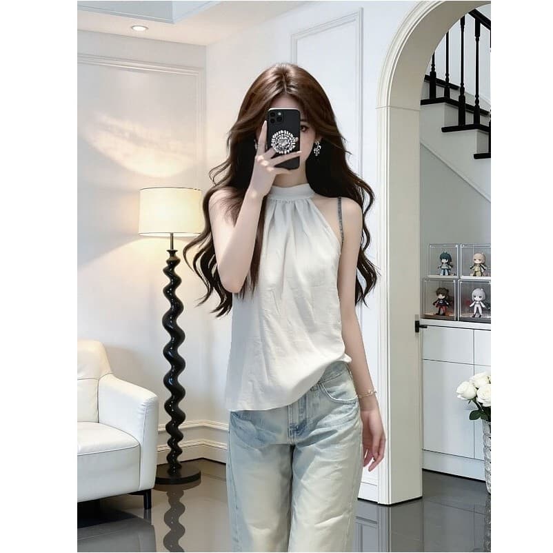 한 부서 익스트림 제인 바람 화이트 행침 목 민소매 조끼 여성 여름 새로운 캐주얼 품격 루즈핏 슬림해 보이는 다용도 맨위 상세 이미지 4