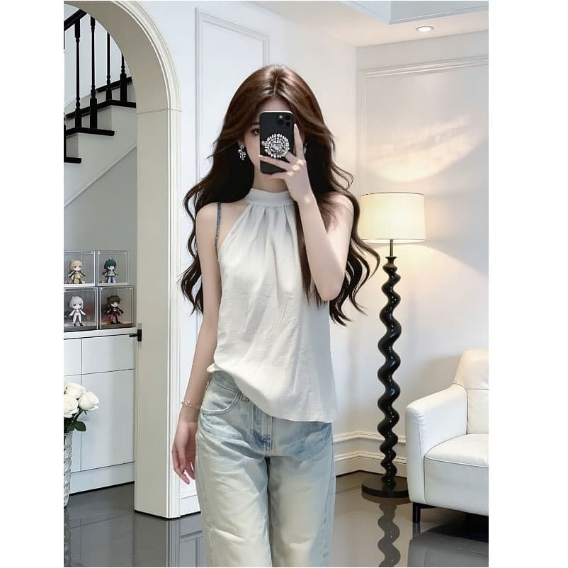 한 부서 익스트림 제인 바람 화이트 행침 목 민소매 조끼 여성 여름 새로운 캐주얼 품격 루즈핏 슬림해 보이는 다용도 맨위 상세 이미지 6