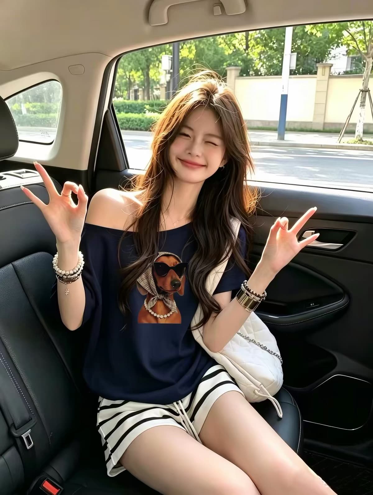 220 그램 92 면 8 암모니아 Lun 아메리칸 핫걸 비스듬한 어깨 알파벳 프린트 반팔 티셔츠 여성 이미지 3