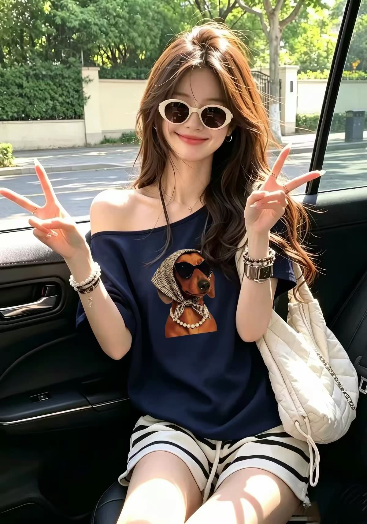 220 그램 92 면 8 암모니아 Lun 아메리칸 핫걸 비스듬한 어깨 알파벳 프린트 반팔 티셔츠 여성 상세 이미지 2