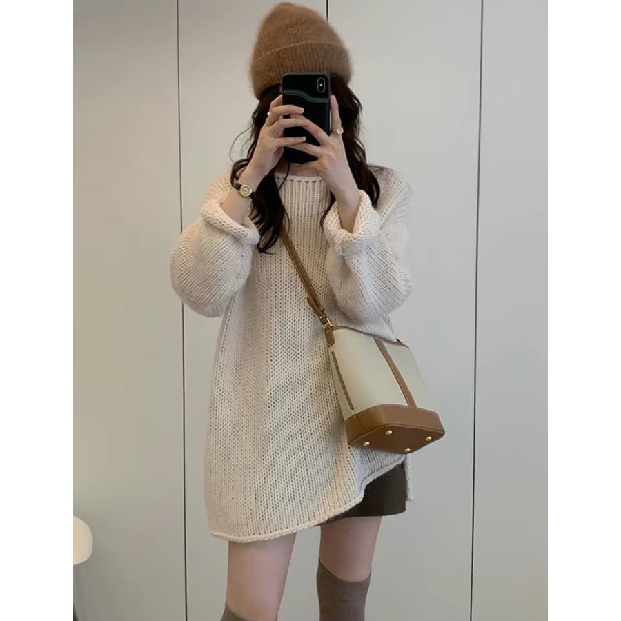 이른 가을 chic 느긋한 바람 니트 스웨터 스웨터 여자 가을 새로운 한 부서 고급 센스 루즈핏 긴팔 맨위