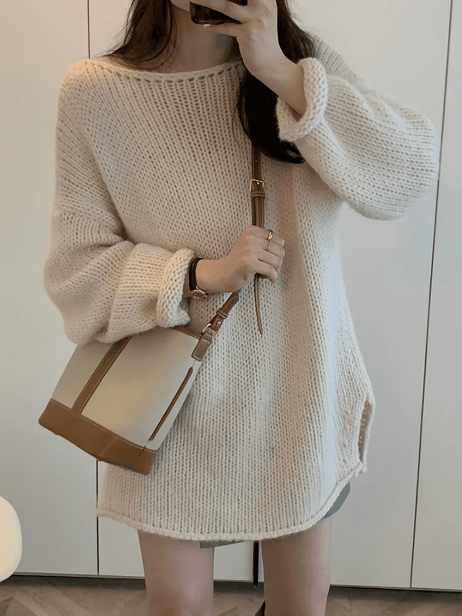 이른 가을 chic 느긋한 바람 니트 스웨터 스웨터 여자 가을 새로운 한 부서 고급 센스 루즈핏 긴팔 맨위 상세 이미지 7