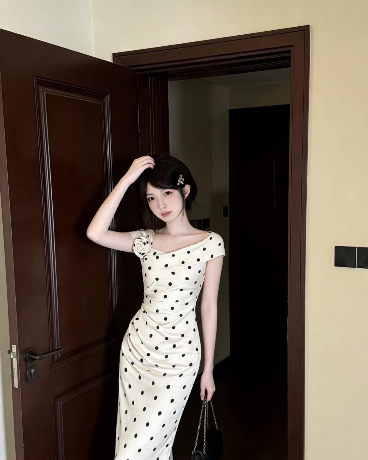 프랑스식 사소한 착용 가져 가라. 3 차원 꽃 도트 무늬 품격 드레스 자이언트 잘 생긴 코치 점잖은 치마 2026 여름 상세 이미지 1