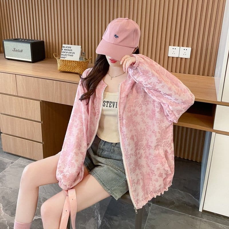 실사 흔들어서 톤 품질 얇고 가벼운 부드럽다 자외선 차단 의류 후드 지퍼 여성 코트 봄 가을 새로운 맨위 외부 가져 가라. 여성 상세 이미지 24