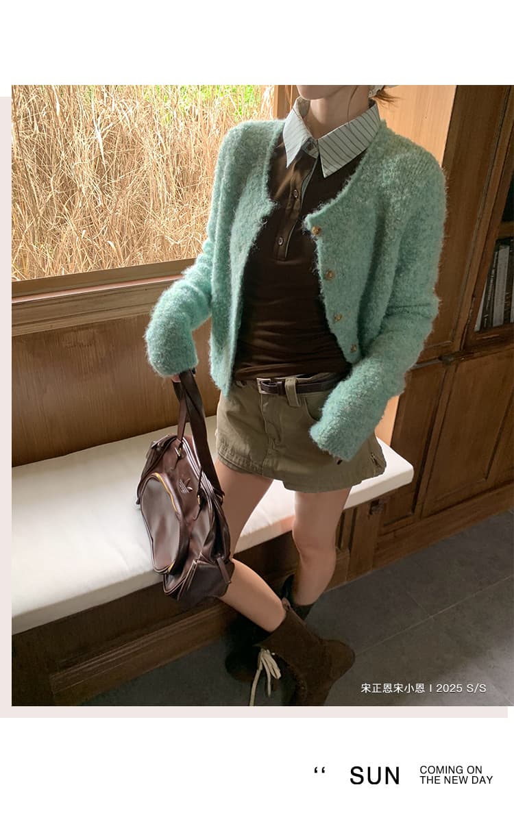 원본 품질 커피 색상 페이크 레이어드 스트라이프 POLO 칼라 긍정적 인 어깨 긴팔 티셔츠 봄 가을 빅 사이즈 몸매 가꾸기 맨위 상세 이미지 11