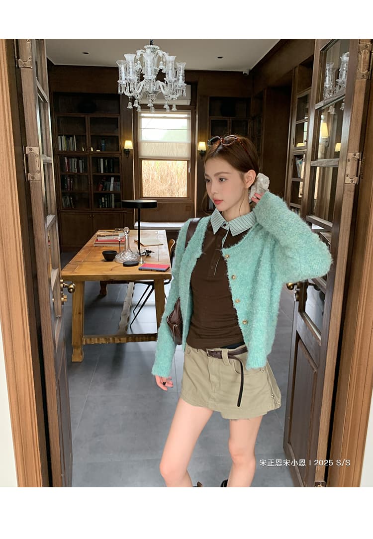 원본 품질 커피 색상 페이크 레이어드 스트라이프 POLO 칼라 긍정적 인 어깨 긴팔 티셔츠 봄 가을 빅 사이즈 몸매 가꾸기 맨위 상세 이미지 23