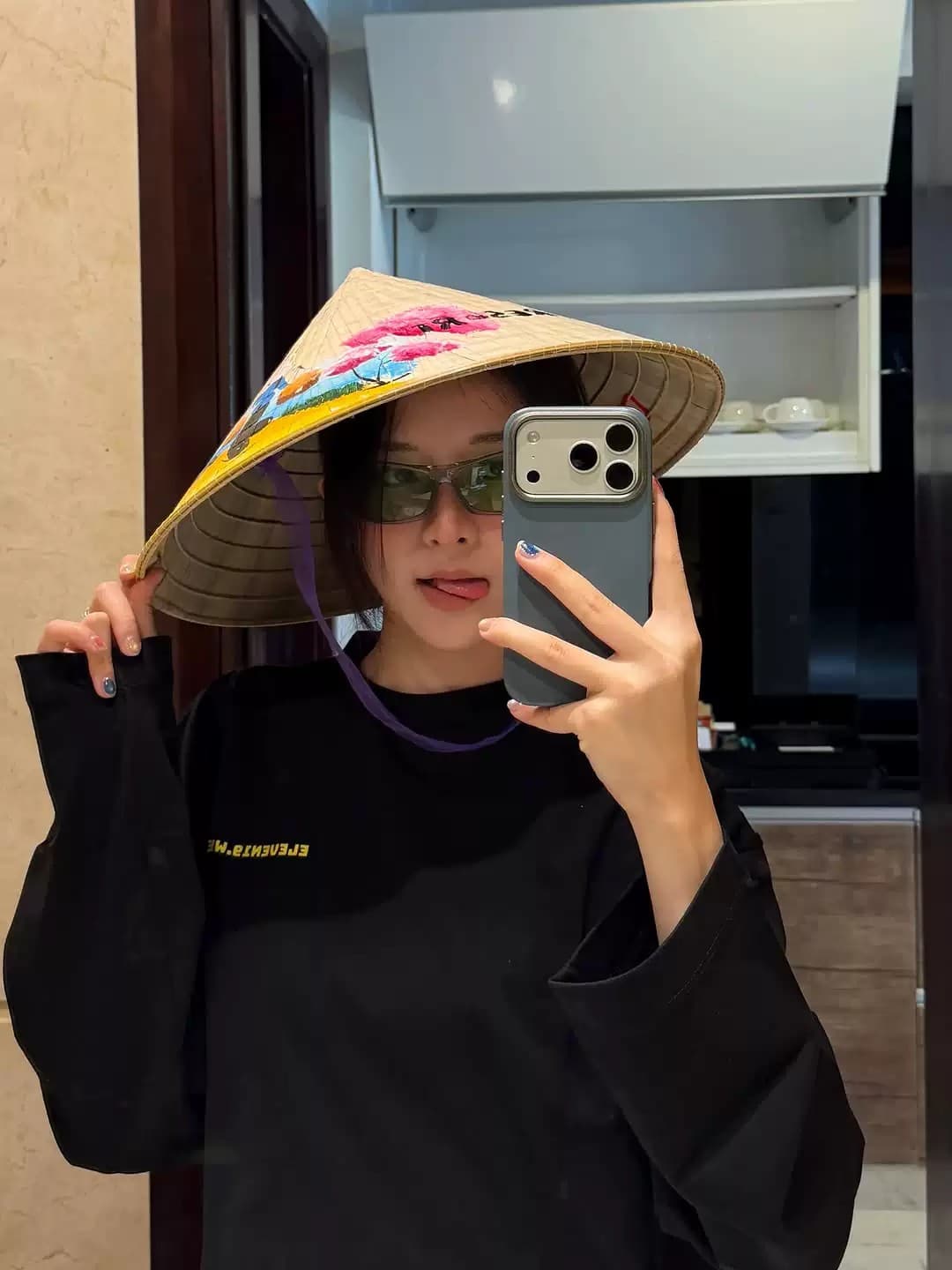 순면 210 그램 빗질하다 정밀 프린트 가을 루즈핏 긴팔 티셔츠 여성 이미지 4