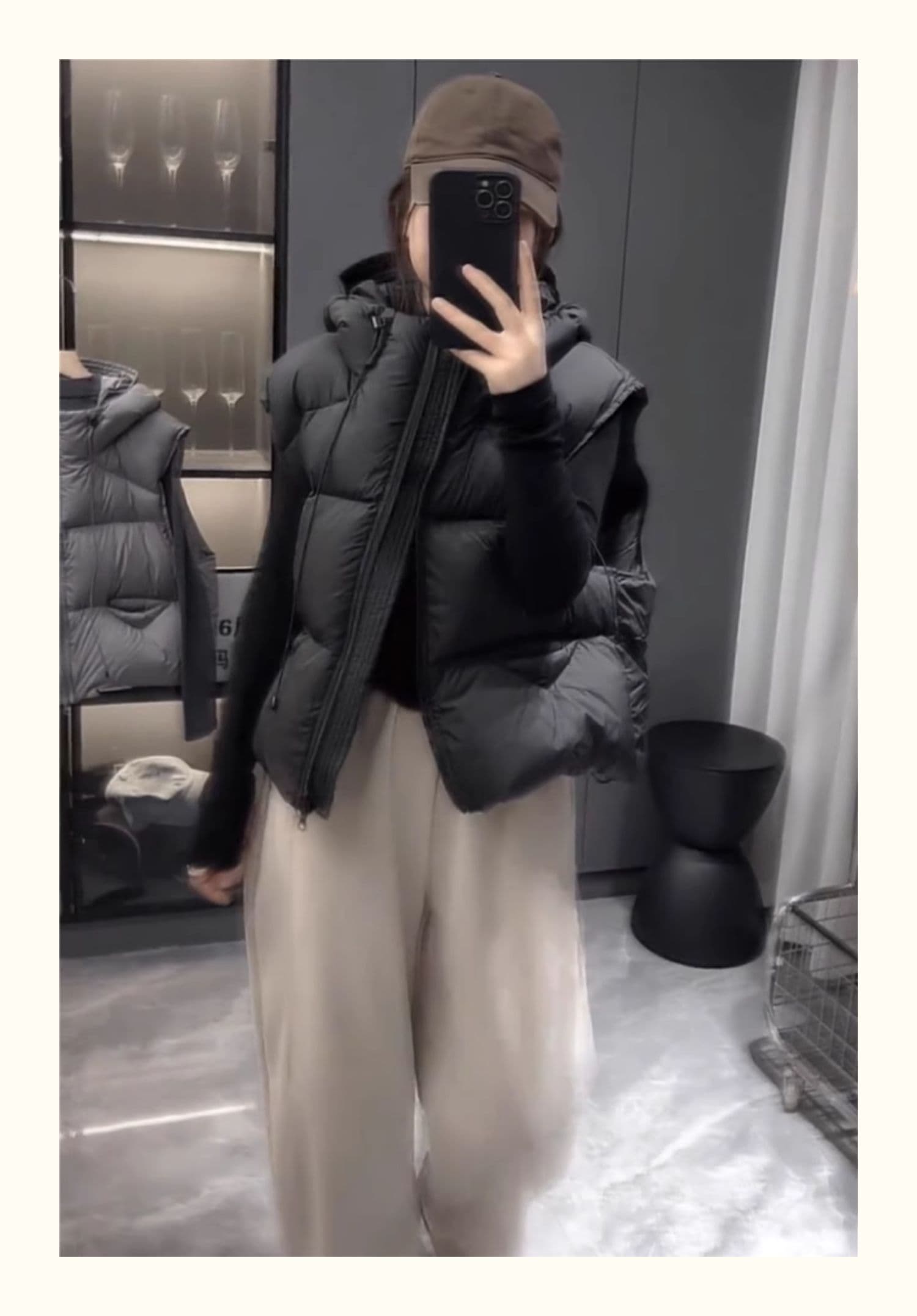 다운 코튼 베스트 여성 짧은 후드 새로운 2026 한 루즈핏 고급 센스 작은 키 조끼 어깨 재킷 상세 이미지 26