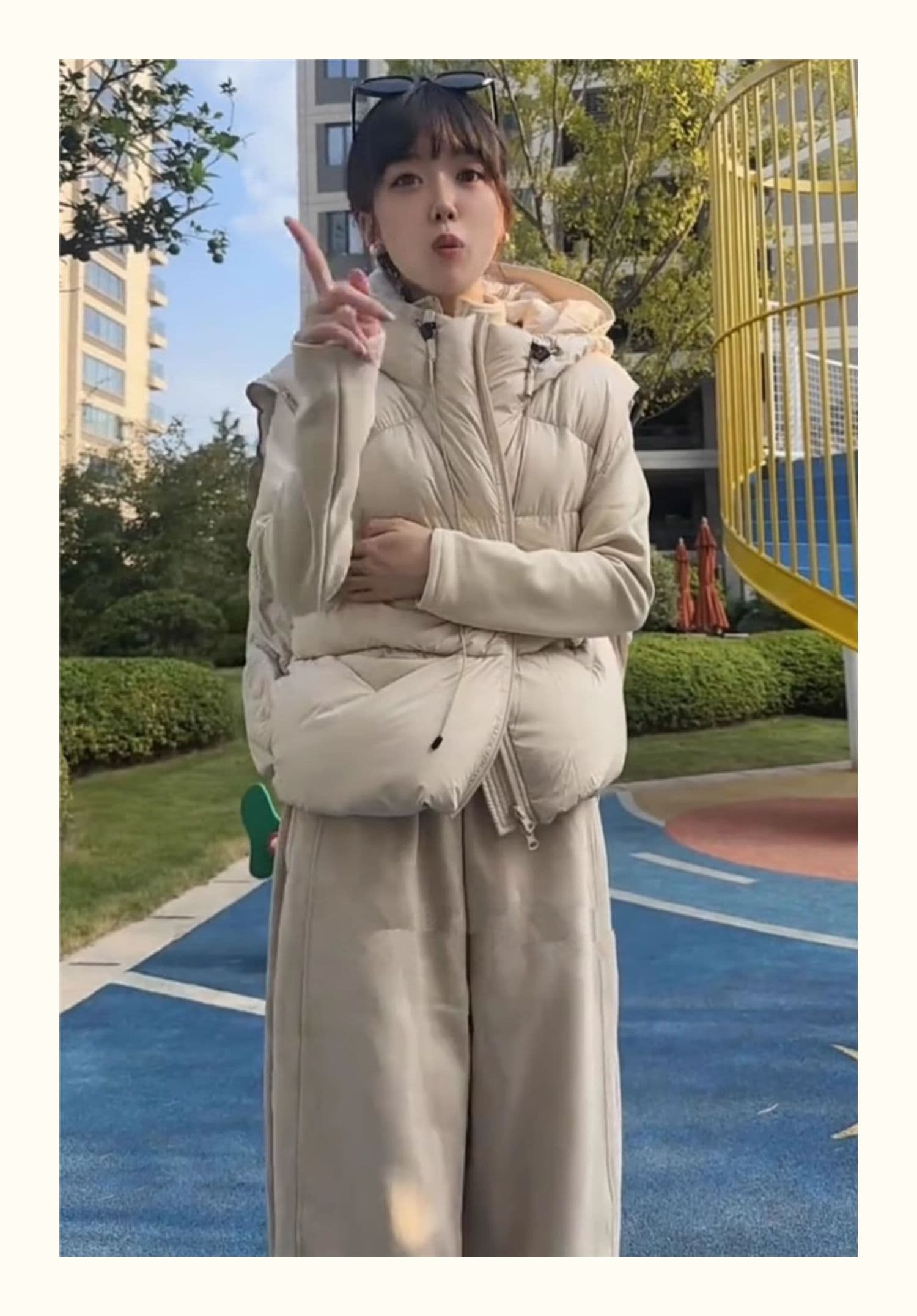 다운 코튼 베스트 여성 짧은 후드 새로운 2026 한 루즈핏 고급 센스 작은 키 조끼 어깨 재킷 상세 이미지 27