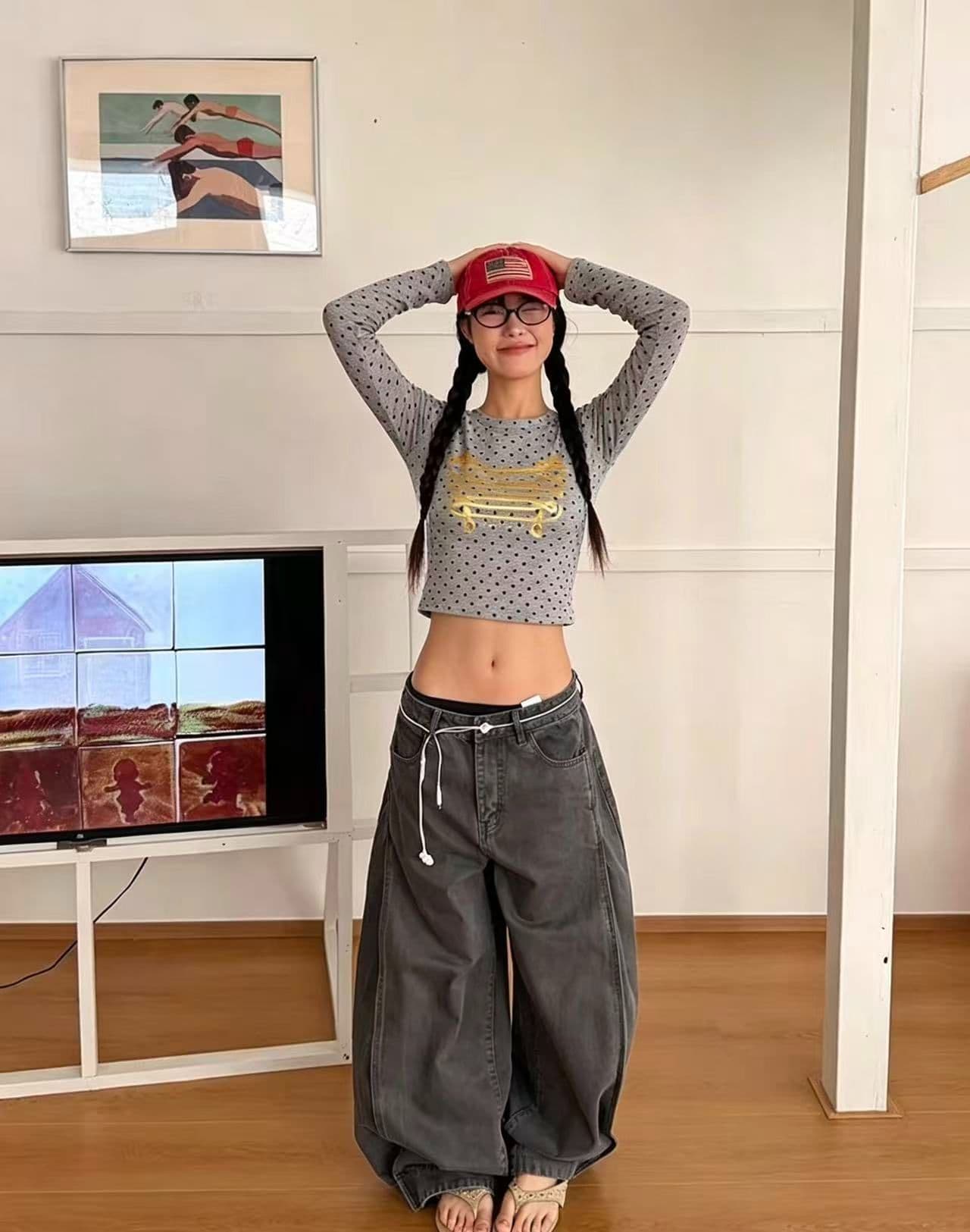 220 그램 40 빗질하다 92 면 8 암모니아 Lun 도트 무늬 몸매 가꾸기 긴팔 티셔츠 여성 상세 이미지 6