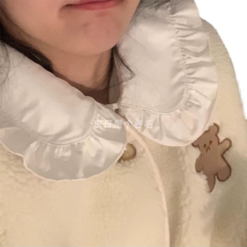 일본식 달콤함 베이비 칼라 긴팔 여성 셔츠 2026 가을 새로운 인사이드 가져 가라. 스택 착용 셔츠 루즈핏 연령 감소 맨위 상세 이미지 4