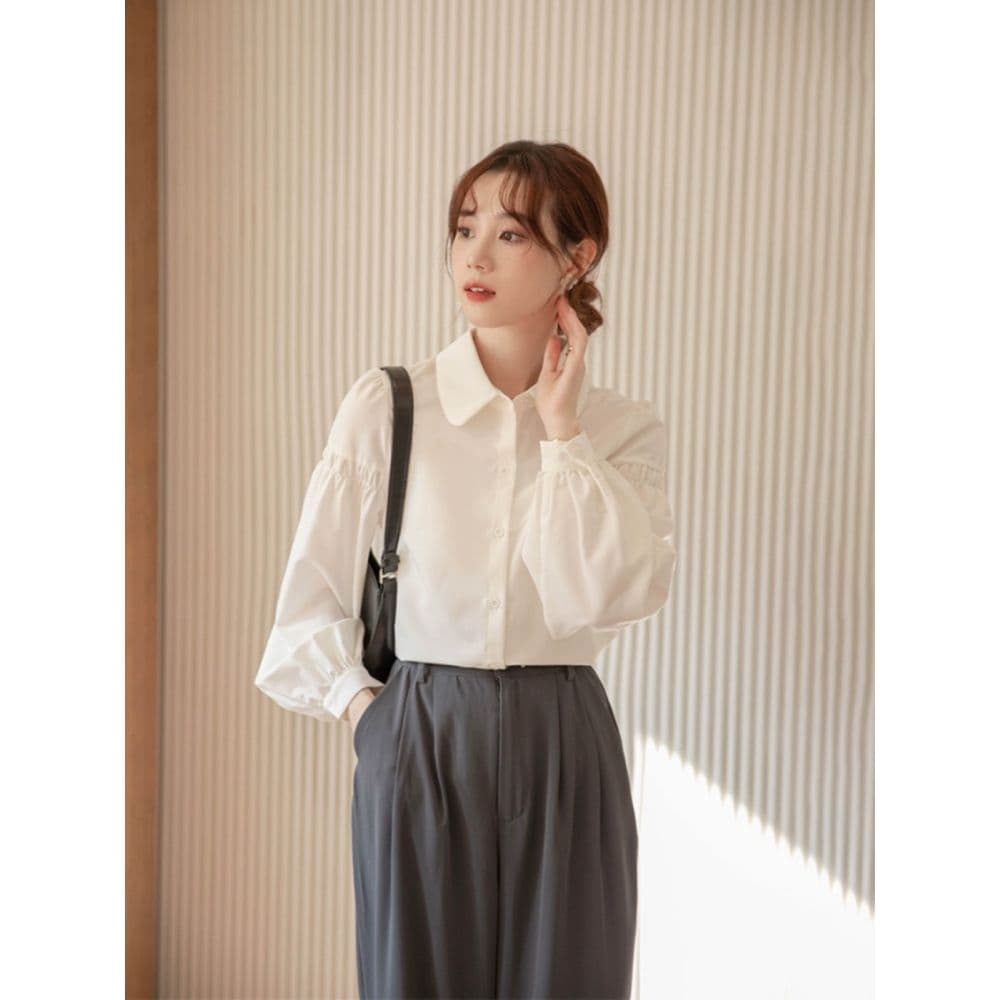 프랑스식 화이트 여성 셔츠 2026 가을 새로운 달콤함 연령 감소 거품 소매 인사이드 가져 가라. 셔츠 긴팔 만나는 맨위 상세 이미지 2