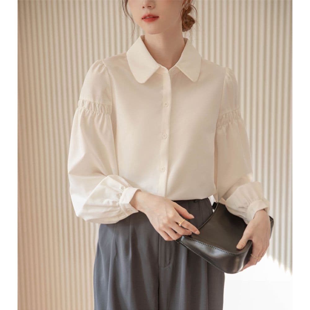 프랑스식 화이트 여성 셔츠 2026 가을 새로운 달콤함 연령 감소 거품 소매 인사이드 가져 가라. 셔츠 긴팔 만나는 맨위 상세 이미지 8