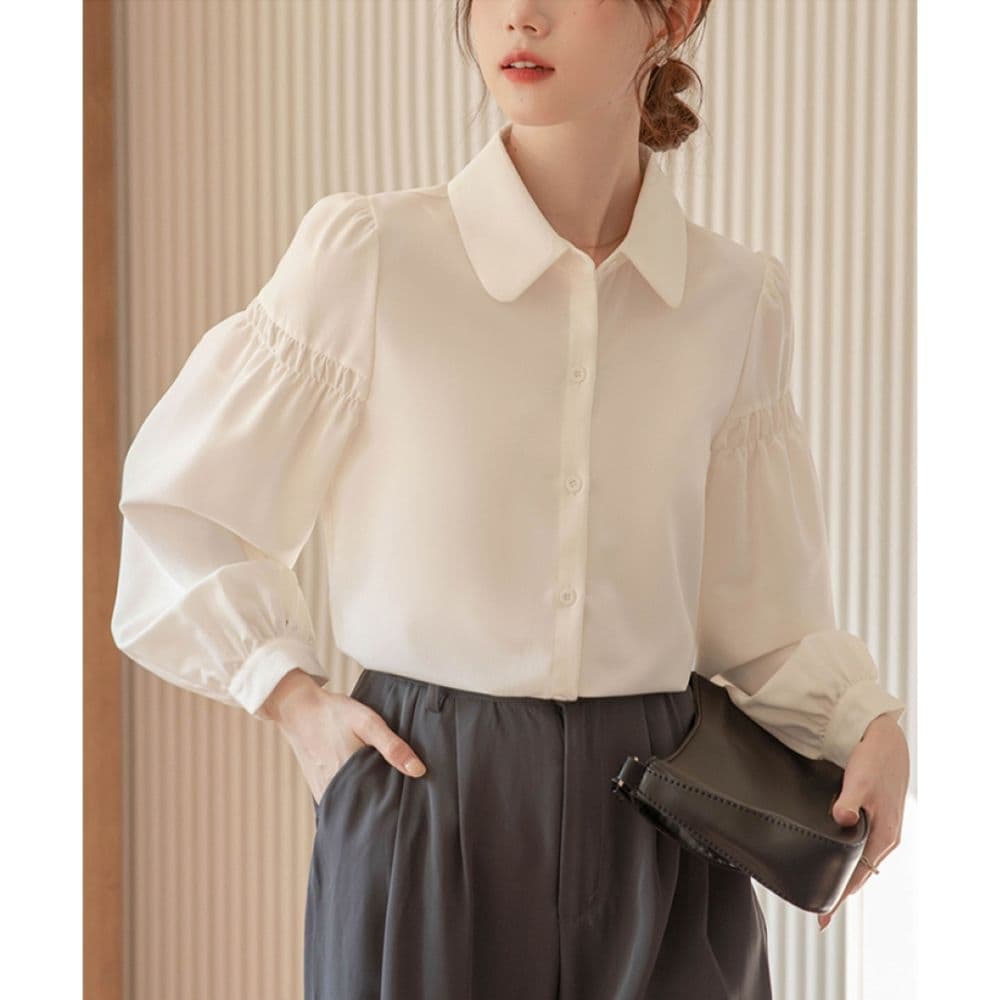 프랑스식 화이트 여성 셔츠 2026 가을 새로운 달콤함 연령 감소 거품 소매 인사이드 가져 가라. 셔츠 긴팔 만나는 맨위 상세 이미지 9