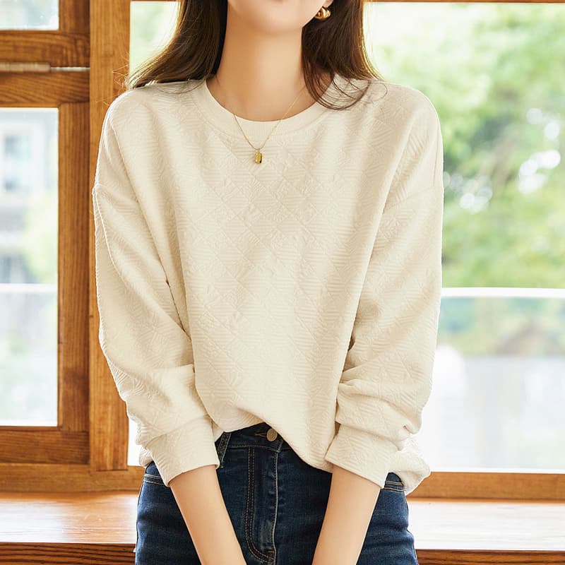 2026 가을 겨울철 새로운 라운드 넥 긴팔 질감 센스 루즈핏 캐주얼 느긋한 바람 아메리칸 후드티 여성 다용도 맨위 이미지 3