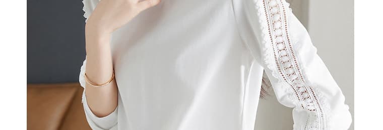 레이스 레이스 패치워크 순면 긴팔 티셔츠 여성 2026 봄과 가을 옷 패션 캐주얼 다용도 외출용 만나는 맨위 상세 이미지 10