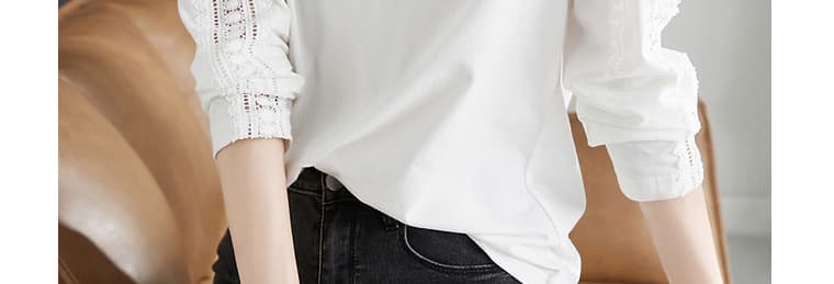 레이스 레이스 패치워크 순면 긴팔 티셔츠 여성 2026 봄과 가을 옷 패션 캐주얼 다용도 외출용 만나는 맨위 상세 이미지 25