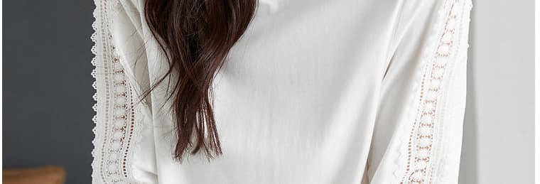 레이스 레이스 패치워크 순면 긴팔 티셔츠 여성 2026 봄과 가을 옷 패션 캐주얼 다용도 외출용 만나는 맨위 상세 이미지 28
