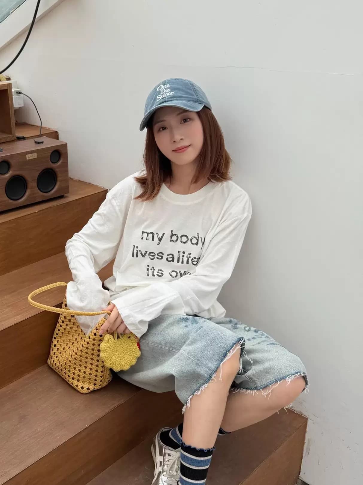 순면 210 그램 빗질하다 정밀 프린트 가을 루즈핏 긴팔 티셔츠 여성 상세 이미지 4
