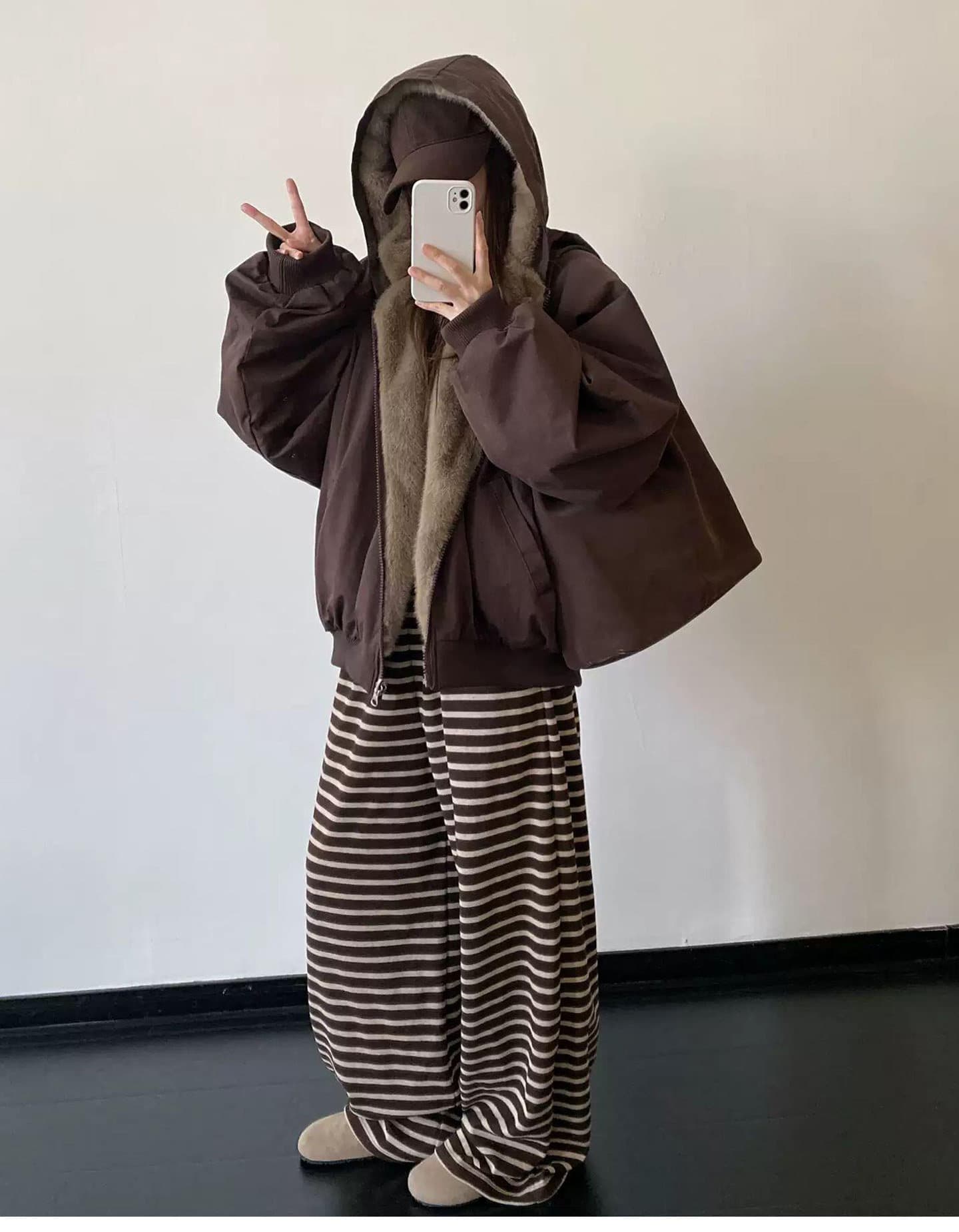 눈 국가 따뜻한 겨울 양면 착용 무거운 두꺼운 좌 산 조각 워싱 면 의류 재킷 재킷 수달 털 다용도 여성 상세 이미지 8
