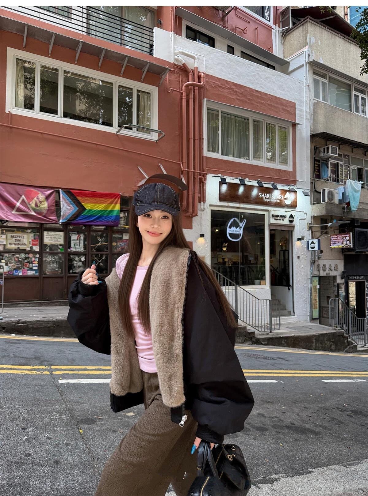 눈 국가 따뜻한 겨울 양면 착용 무거운 두꺼운 좌 산 조각 워싱 면 의류 재킷 재킷 수달 털 다용도 여성 상세 이미지 19