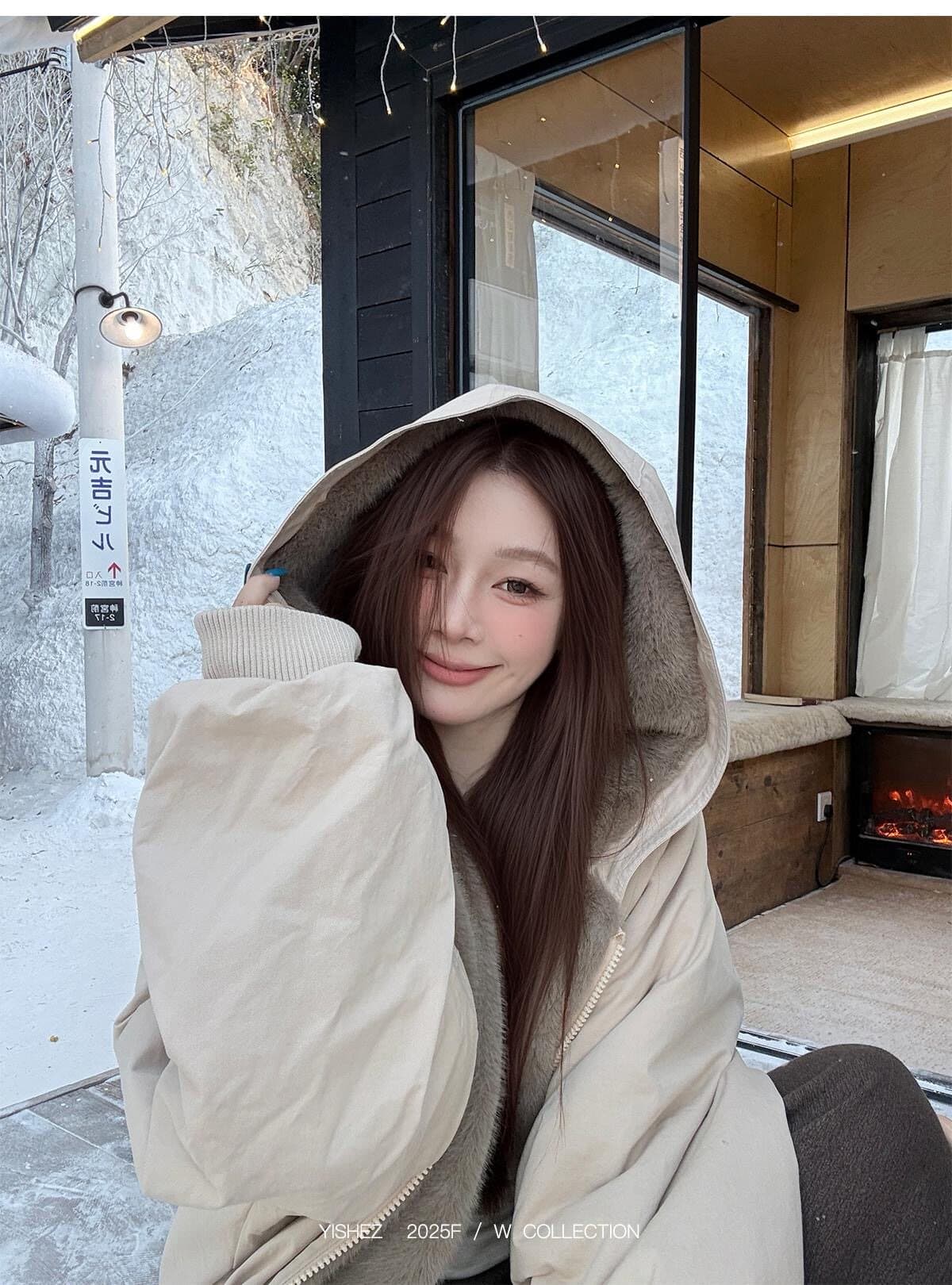 눈 국가 따뜻한 겨울 양면 착용 무거운 두꺼운 좌 산 조각 워싱 면 의류 재킷 재킷 수달 털 다용도 여성 상세 이미지 20
