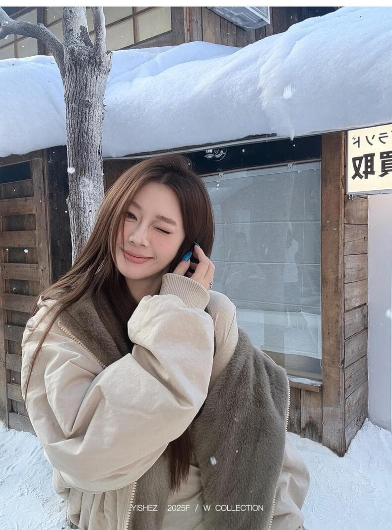 눈 국가 따뜻한 겨울 양면 착용 무거운 두꺼운 좌 산 조각 워싱 면 의류 재킷 재킷 수달 털 다용도 여성 상세 이미지 30