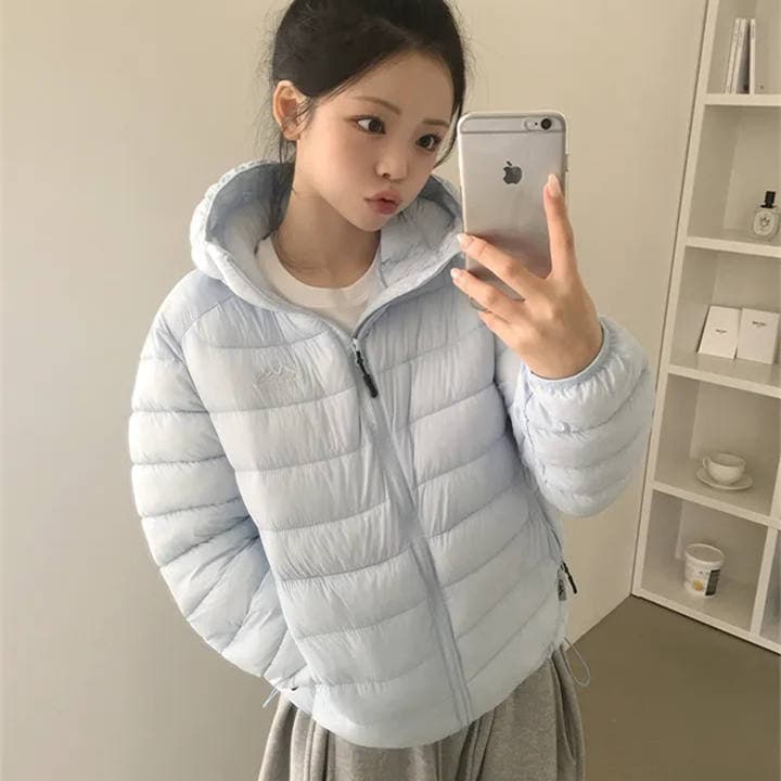 한국 chic 아래 면화 의류 여성 겨울 25 새로운 얇고 가벼운 후드 작은 목화 진딧물 루즈핏 패션 다운 재킷 이미지 2