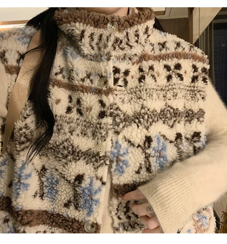 공정한 섬 양면 착용 양털 조끼 여자 외출용 겨울 두꺼운 보온 조끼 플리스 스탠드 칼라 면 의류 재킷 상세 이미지 26