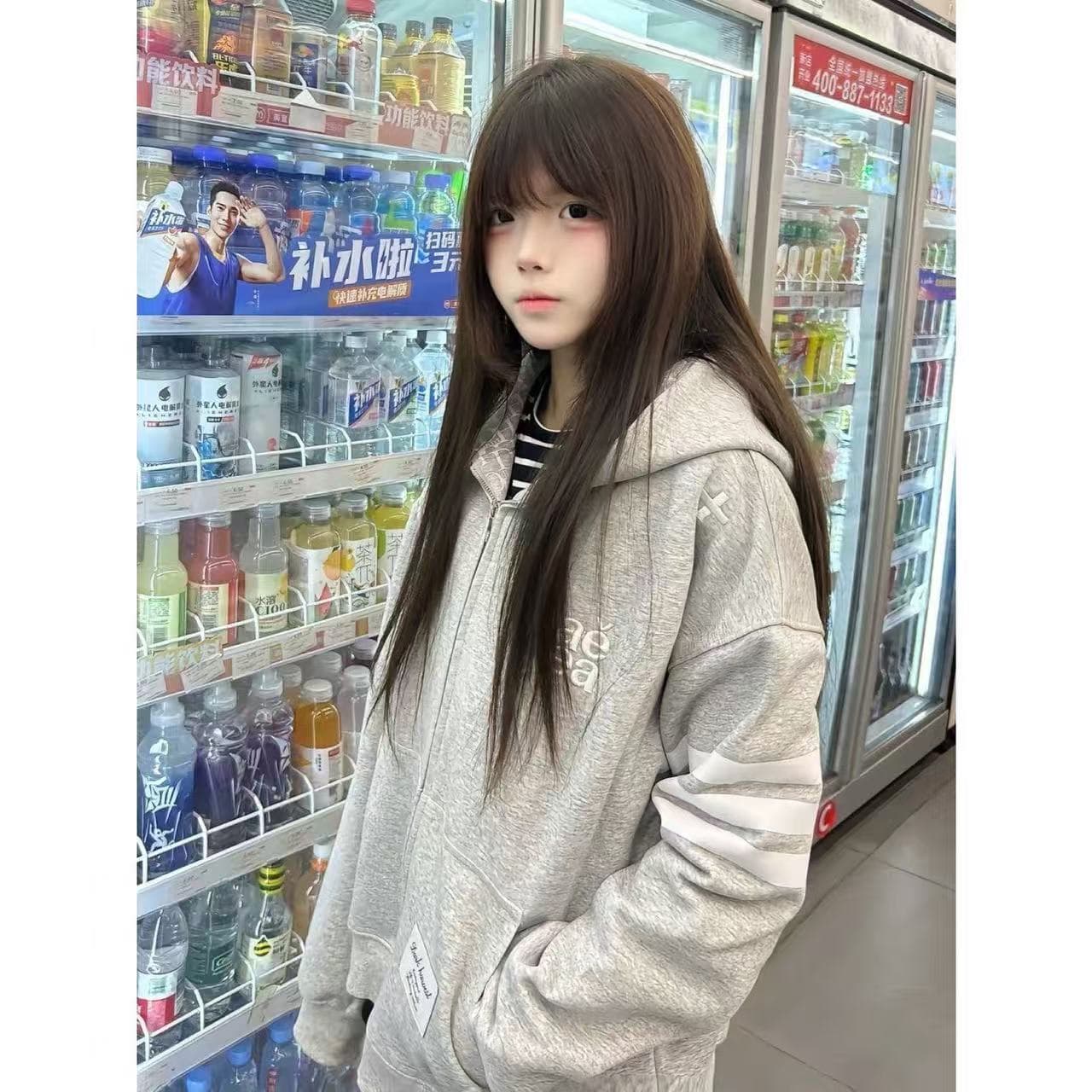 후아 면 복합 320 그램 원본 자수 테두리 자수 후드 티 스웨터 여성 봄 가을 얇은 스타일 카디건 코트 상세 이미지 5