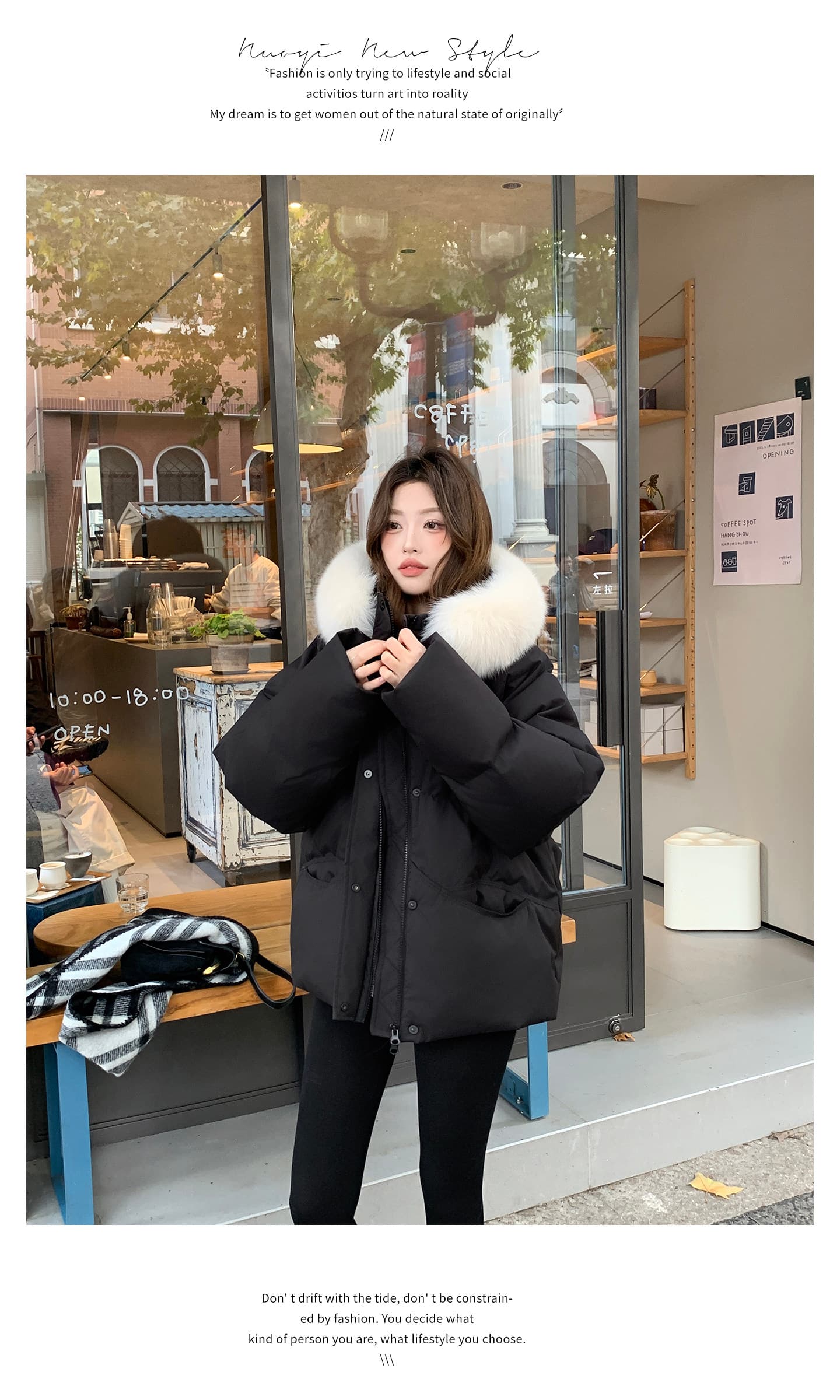 큰 모피 칼라 핑크색 후드 아래 면화 의류 여성 겨울 새로운 작은 키 달콤함 보온 클립 목화 진딧물 두꺼운 재킷 상세 이미지 24