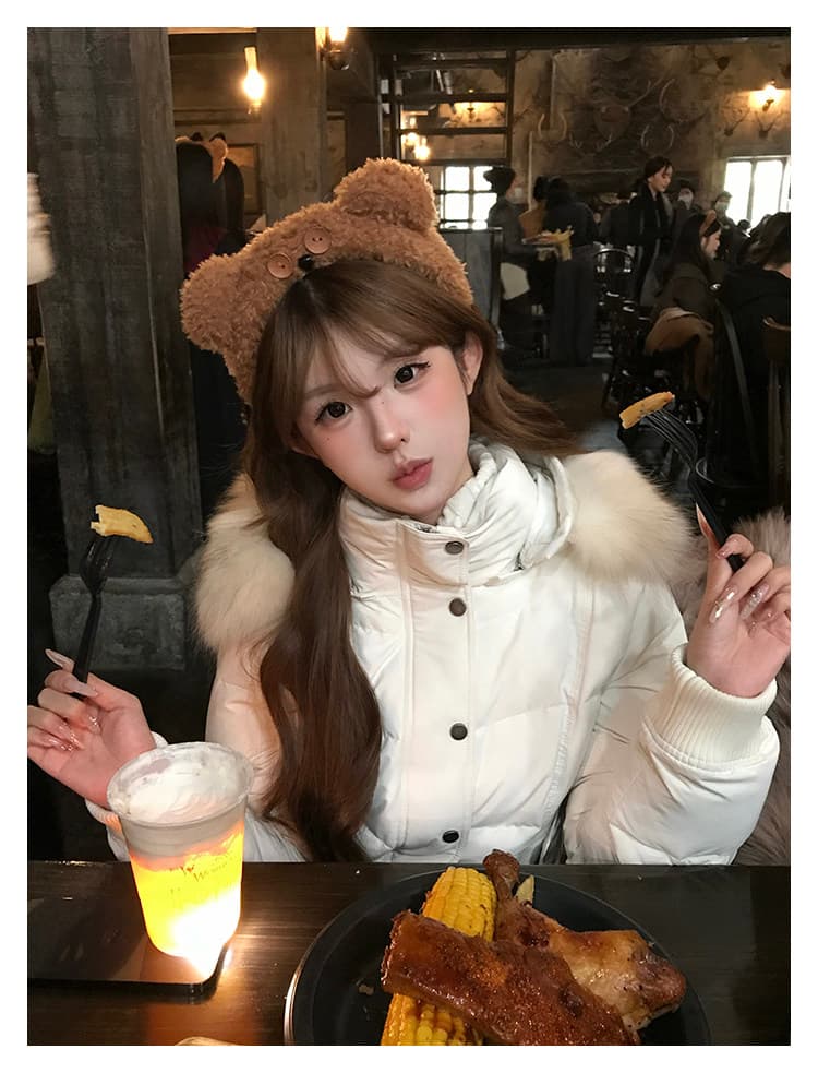 초기 꿈 pokemeng 사랑의 신 벨라 슬림해 보이는 네리 털이 있는 아래 면화 의류 너구리 모피 상세 이미지 22