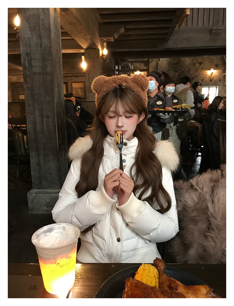 초기 꿈 pokemeng 사랑의 신 벨라 슬림해 보이는 네리 털이 있는 아래 면화 의류 너구리 모피 상세 이미지 23