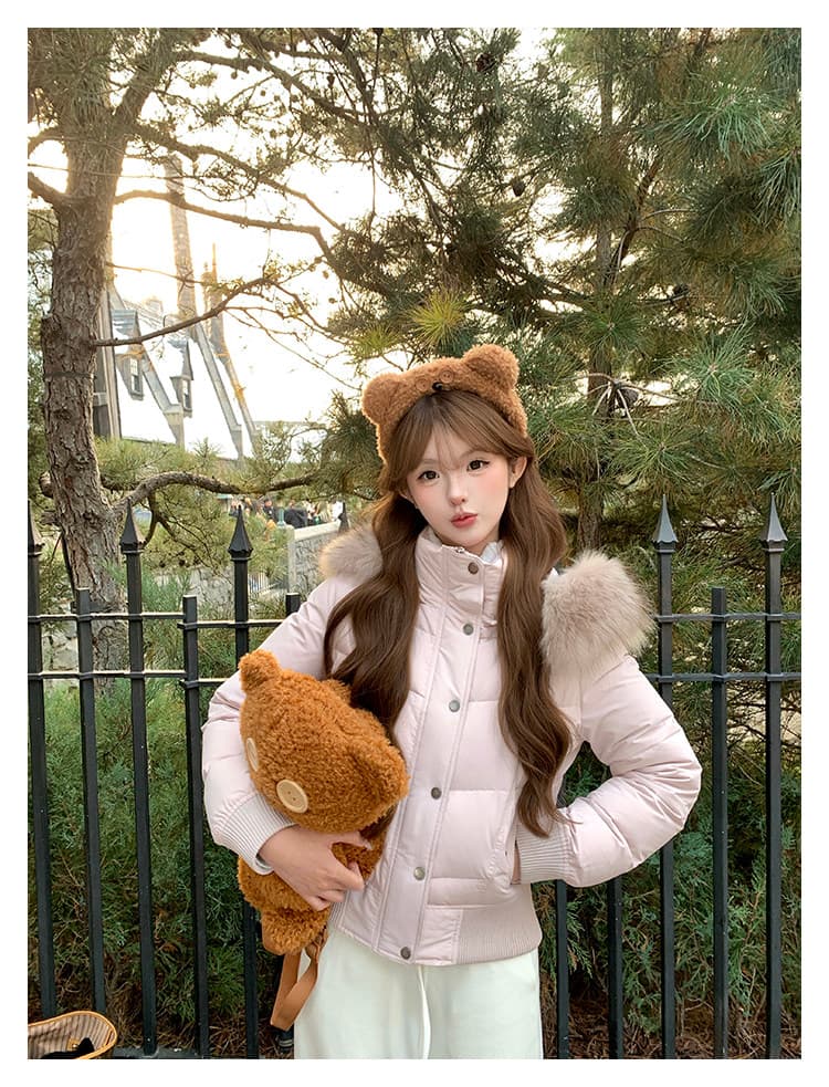 초기 꿈 pokemeng 사랑의 신 벨라 슬림해 보이는 네리 털이 있는 아래 면화 의류 너구리 모피 상세 이미지 32