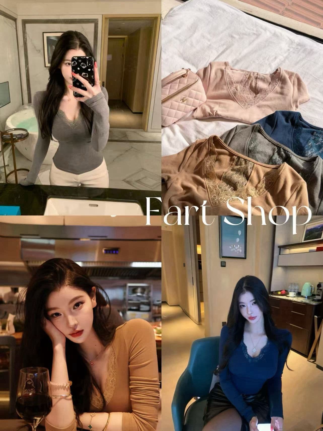 사람들 면 잡아라. 털 샐리 정원 레이스 V넥 백리스 얇은 플러시 긴팔 가을 겨울 티셔츠 여성 기본 셔츠 상세 이미지 13