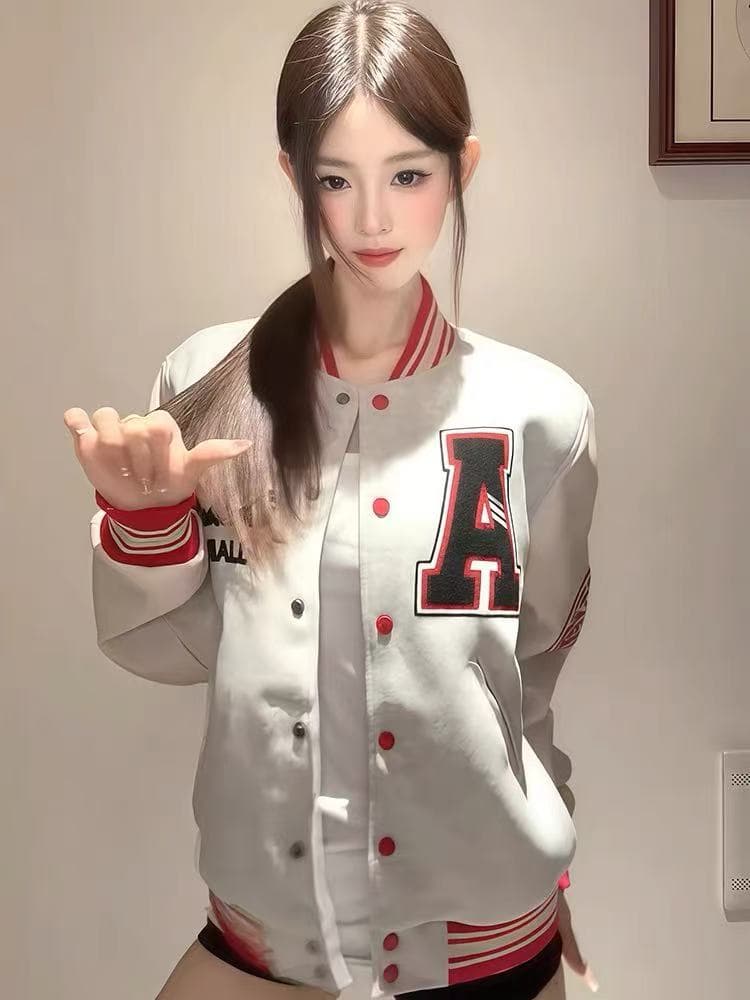 원본 원단 400g 원본 공예 색상 차이 없음 아메리칸 무거운 자수 야구 외투 가을 겨울 재킷 상세 이미지 2