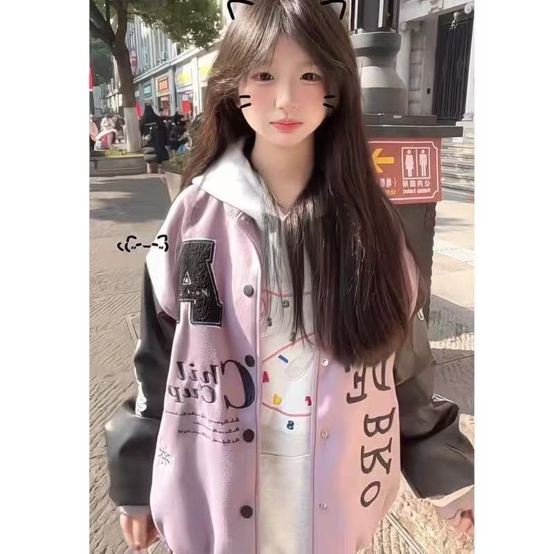 원본 높은 품질 싸움 가죽 전체 자수 아메리칸 야구 유니폼 여성 코트 자수 높음 거리 다용도 커플 재킷 상세 이미지 2