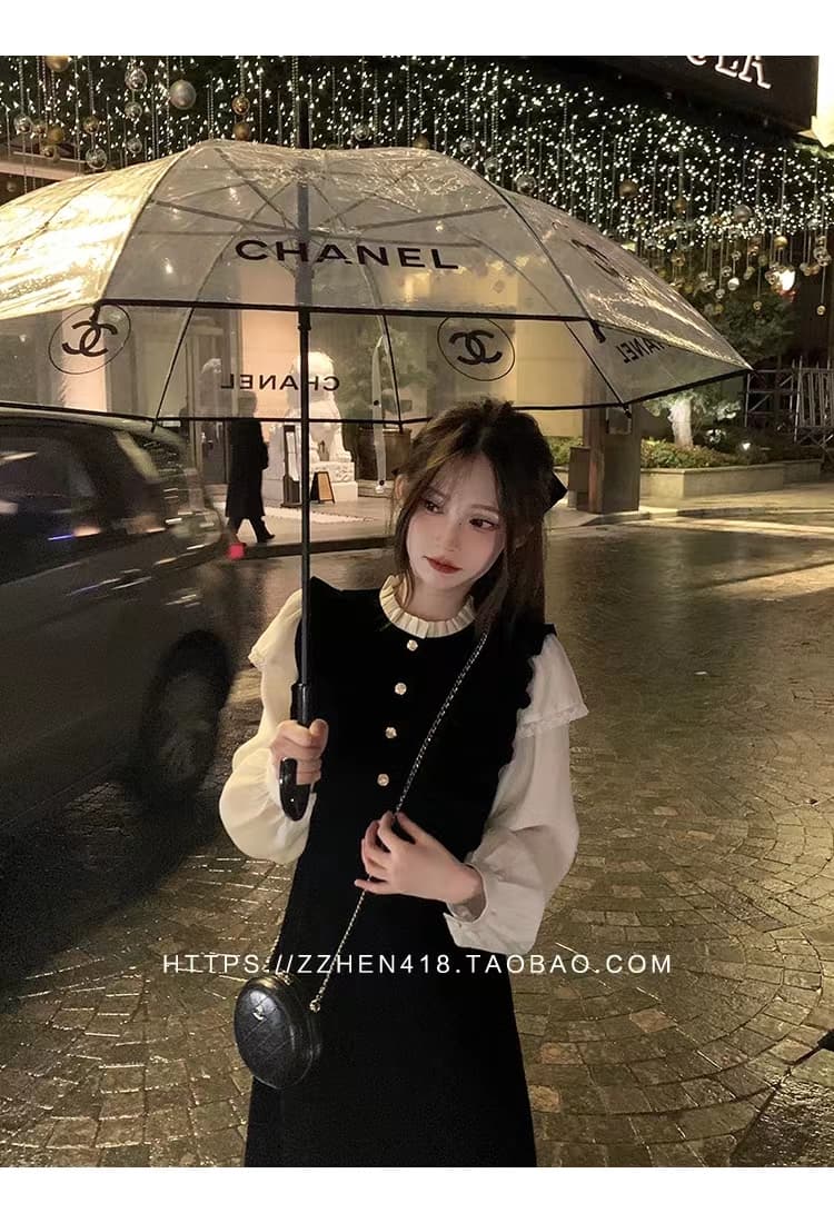 작은 샤넬 스타일 벨벳 여성 드레스 봄 가을 2026 새로운 치마 인사이드 가져 가라. 고급 센스 프랑스식 롱 스커트 미니멀리즘 패션 상세 이미지 5